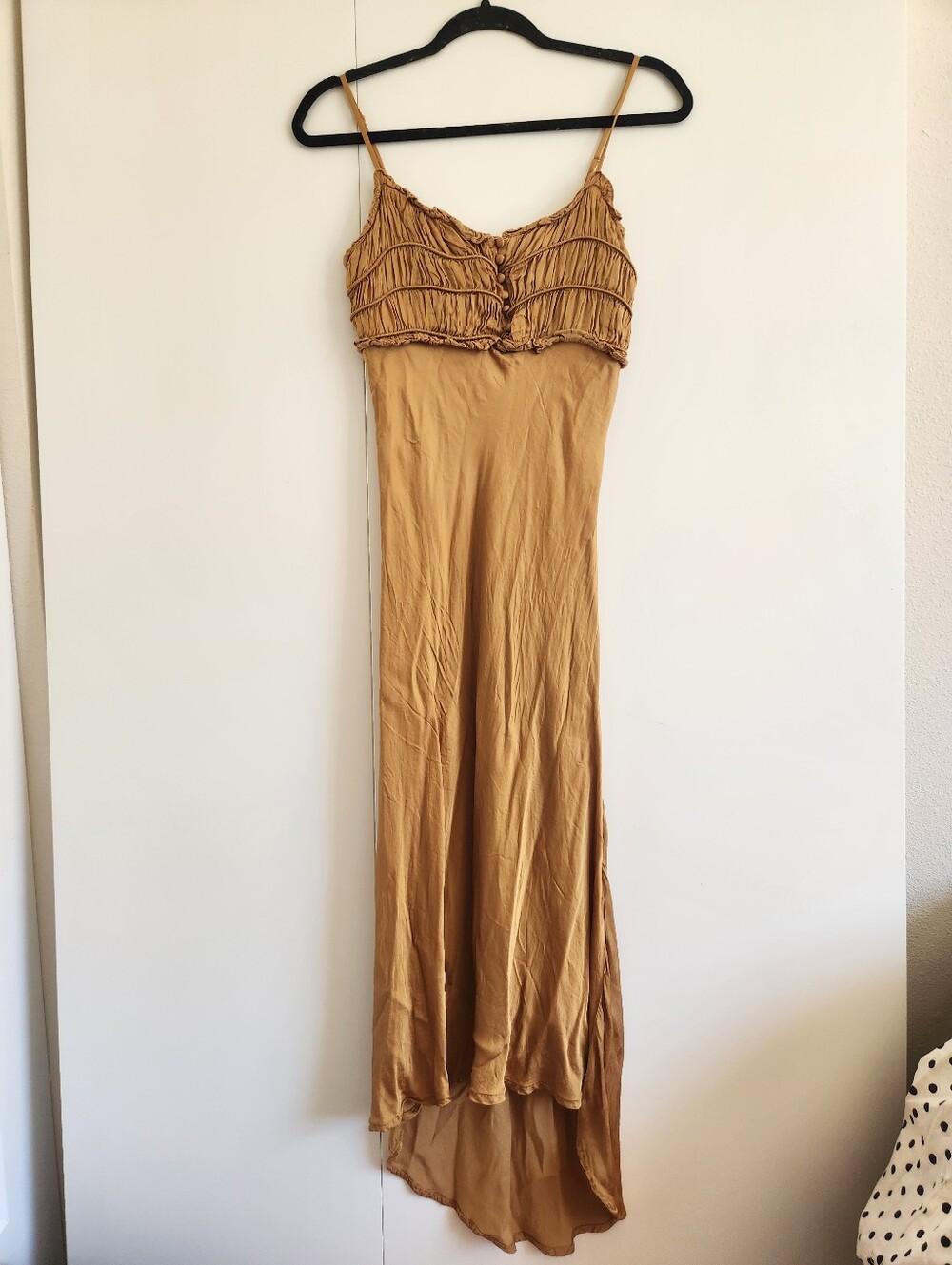 ASTR Bronze Ruched Bodice High Low Maxi Dress Size Small